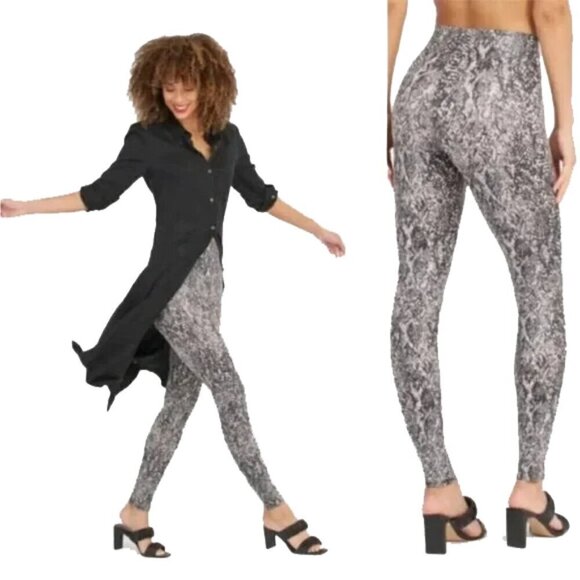 SPANX Snake Skin Leggings Grey Snake small - Picture 1 of 7